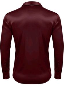Men's Burgundy Satin Shirt