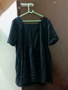 Chic Dark Blue Square Neck Dress