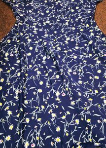 Navy Blue Floral Cold Shoulder Dress