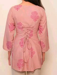 Pink Floral Print Kurta