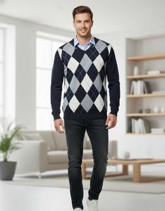 Classic Argyle V-Neck Sweater