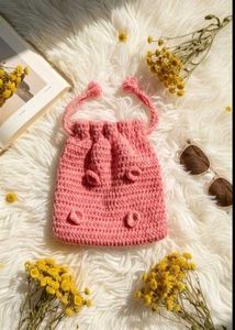 Cute Pink Crochet Pouch