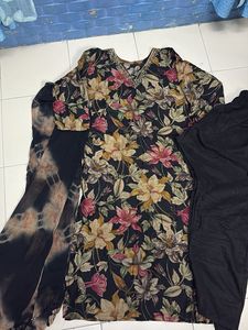 Floral Print Kurta Set with Dupatta