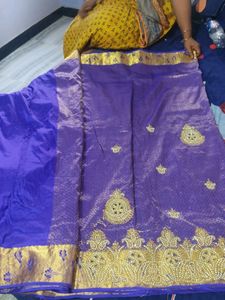 Violet Colour Pure Pattu Saree From Kanchipuram ✨✨