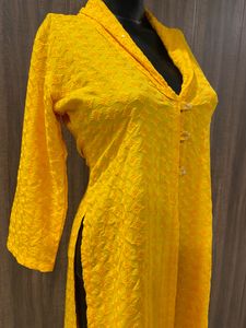 Yellow Embroidery Long Shrug
