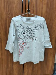 Beautiful Floral Printed Grey Coloured Top