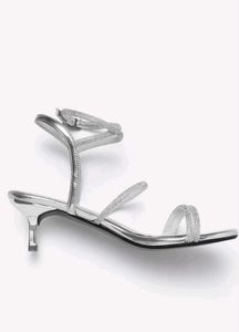 Sparkling Silver Strappy Heels