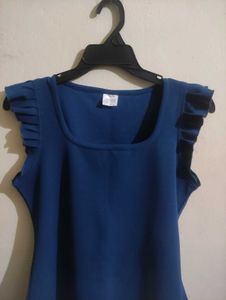 Stylish Blue Cap Sleeve Top