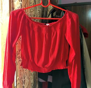 Chic Red Off-Shoulder Top