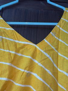Yellow Striped Cotton Kurta
