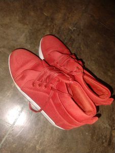 Red Lace-Up Sneakers