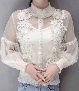 Lace Floral Sheer Blouse