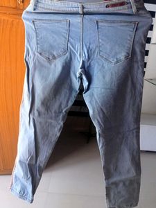 Light Wash Denim Jeans with Side Stripe