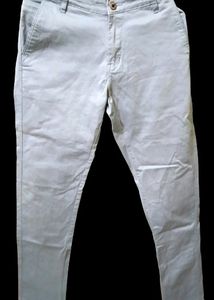 Men's Solid Cotton Casual Grey Pant.