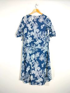 Navy Blue With White Floral Kurtas (Women's)