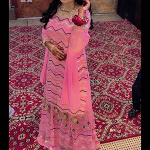 Elegant Pink Kurti with skirt and Dupatta