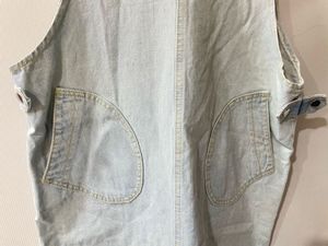Light Wash Denim Pinafore Dress