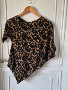 Leopard Print Asymmetrical Top