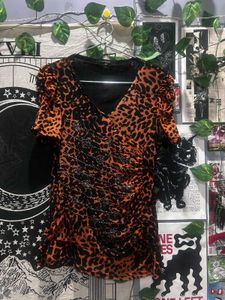 Leopard Print Embellished Top