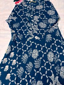 Elegant Navy Blue Printed Kurta