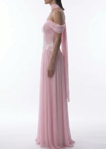 Elegant Off-Shoulder Pink Gown