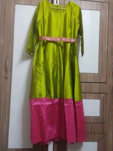 Elegant Lime Green & Pink Kurta
