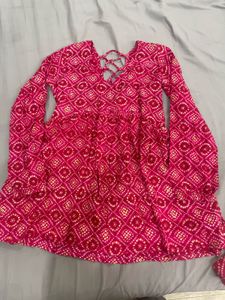 Vibrant Pink Bandhani Print Kurta