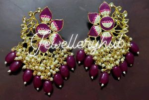 Elegant Berry &amp; Gold Chandelier Earrings❤