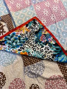 Vibrant Floral &amp; Leopard Print Scarf