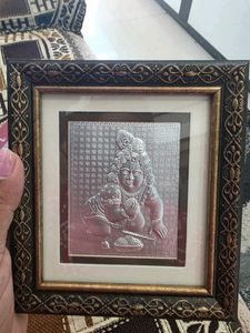 ladoo gopal Framed Silver Embossed Baby Krishna