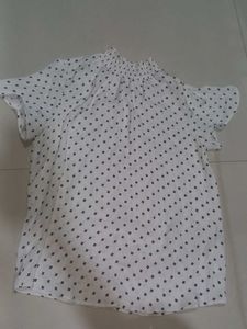 Chic White Blouse with Black Polka Dots