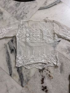 Embroidered Mesh Top