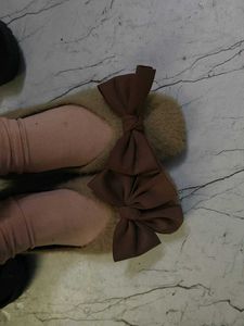 Cute Brown Bow Slippers