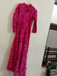 Vibrant Pink Kurta with Floral Print
