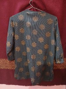 Charcoal Floral Print short Kurti