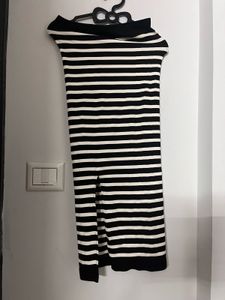 Striped Off-Shoulder Midi Dress