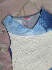 Blue Tie-Dye Asymmetrical Dress