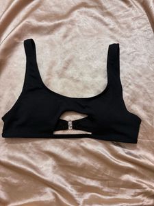 Chic Black Cutout Bikini Top
