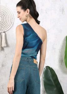 Shein Cute One Shoulder Pleated Detail Tie and Dye