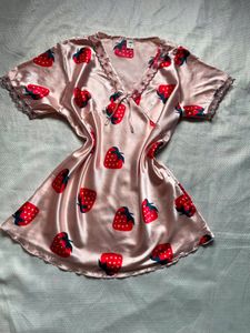 Strawberry Print Satin Nightdress