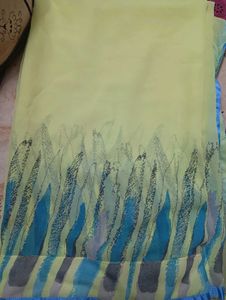 lime yellow saree with blouse..