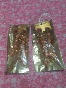 Pack Of 2 Elegant Dangle Earrings With Hair Chain