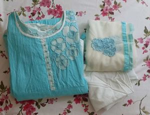 Blue Floral Applique Top
