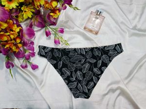 🇳🇿💫🎀Black Leaf Print Bikini Bottom