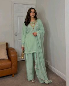 Elegant Mint Green Kurta Set with Dupatta