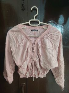 Chic Pink Lace-Up Crop Top