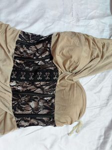 y2k beige corset dress