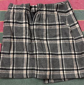 Plaid Mini Skirt with Buckle Detail