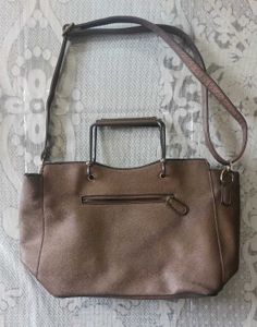Chic Bronze Textured Handbag with Dual Straps