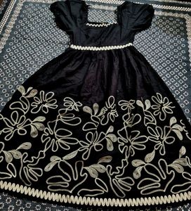 Elegant Black Embroidered Gown